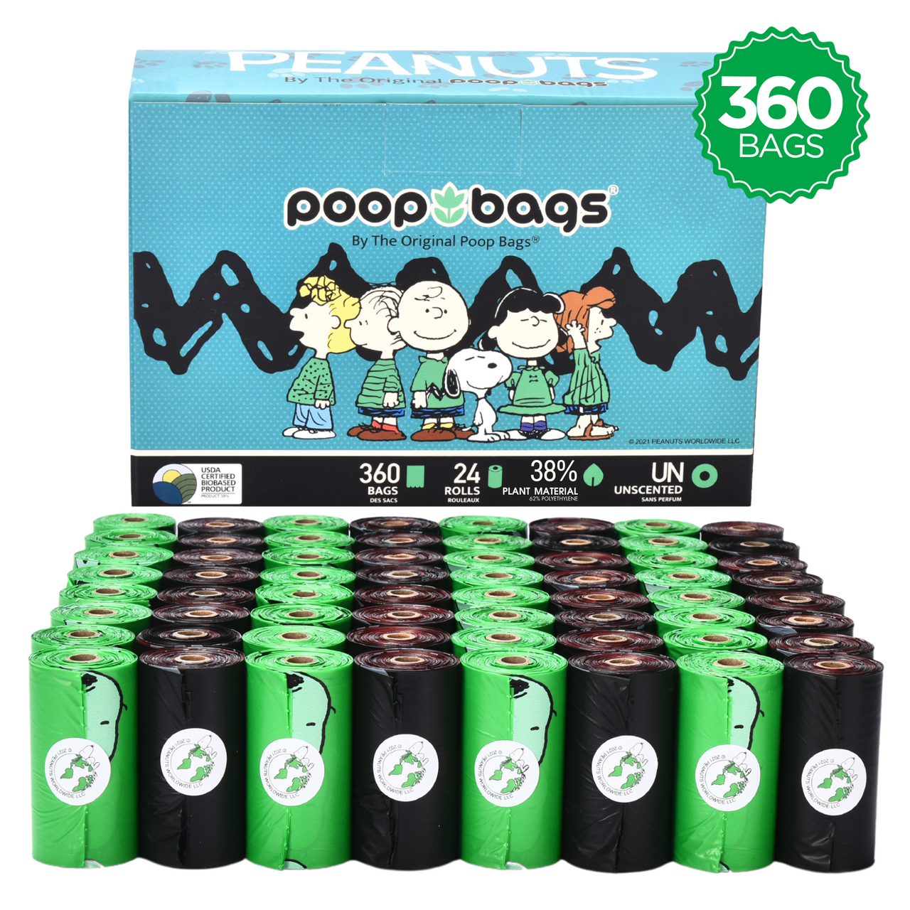 360 Unscented Poop Bags in Leash Rolls (360PBPN351)