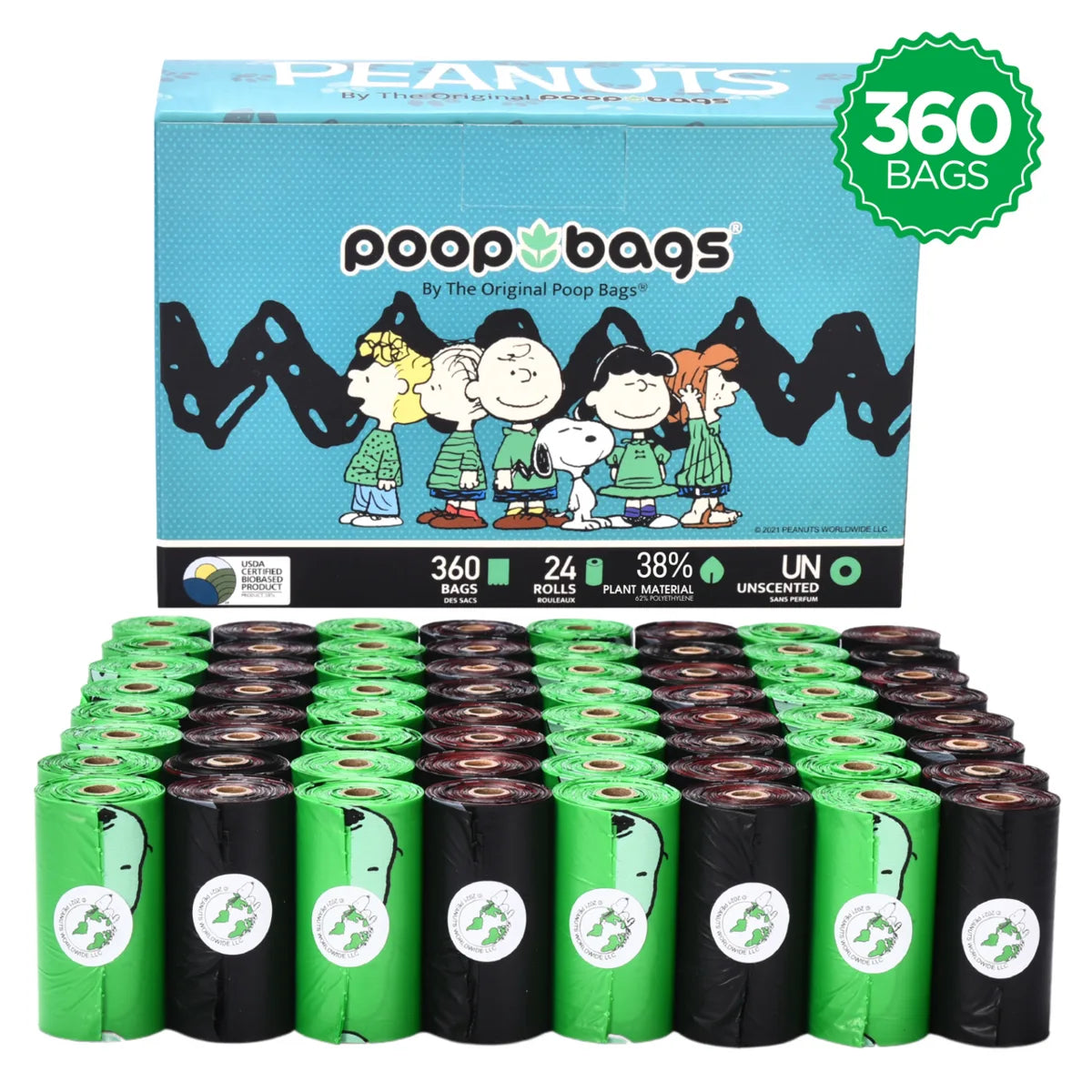 360 Unscented Poop Bags in Leash Rolls (360PBPN351)