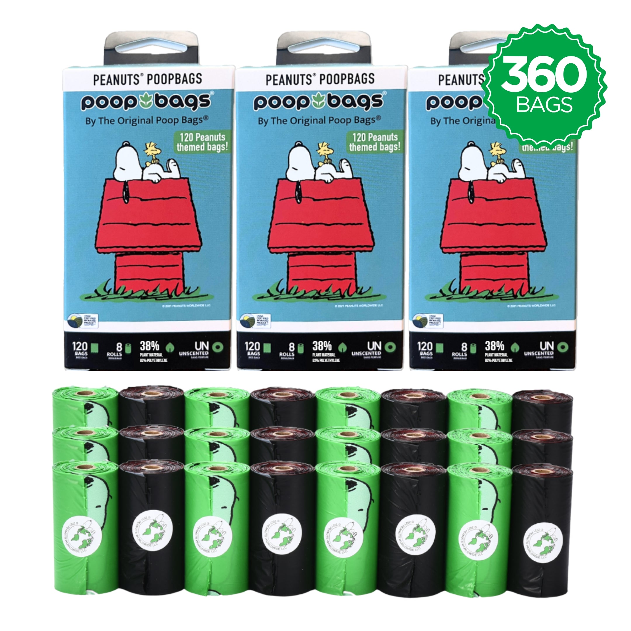 Snoopy® Unscented Leash Roll Poop Bags