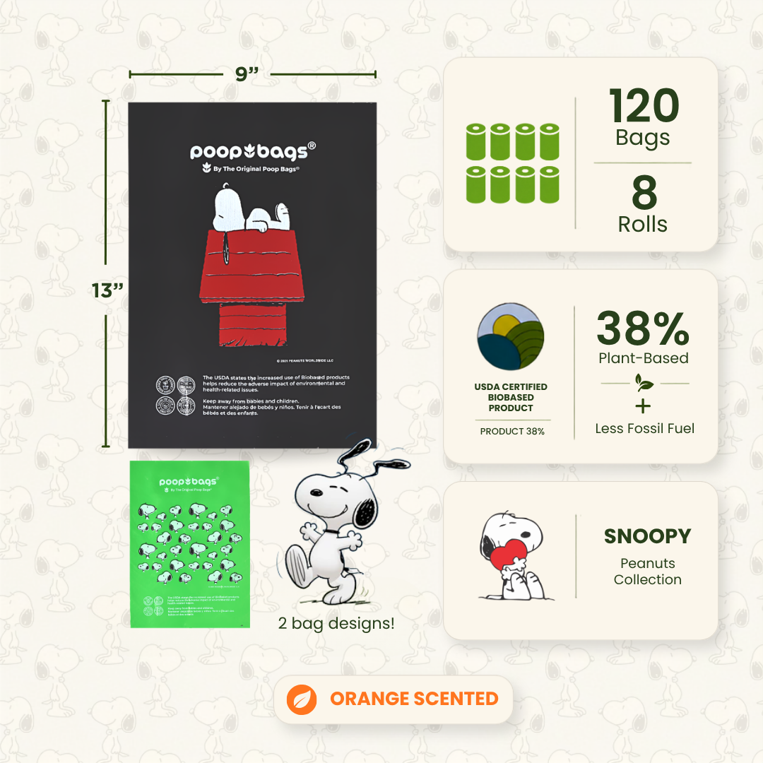 Snoopy® Orange Scented Leash Roll Poop Bags