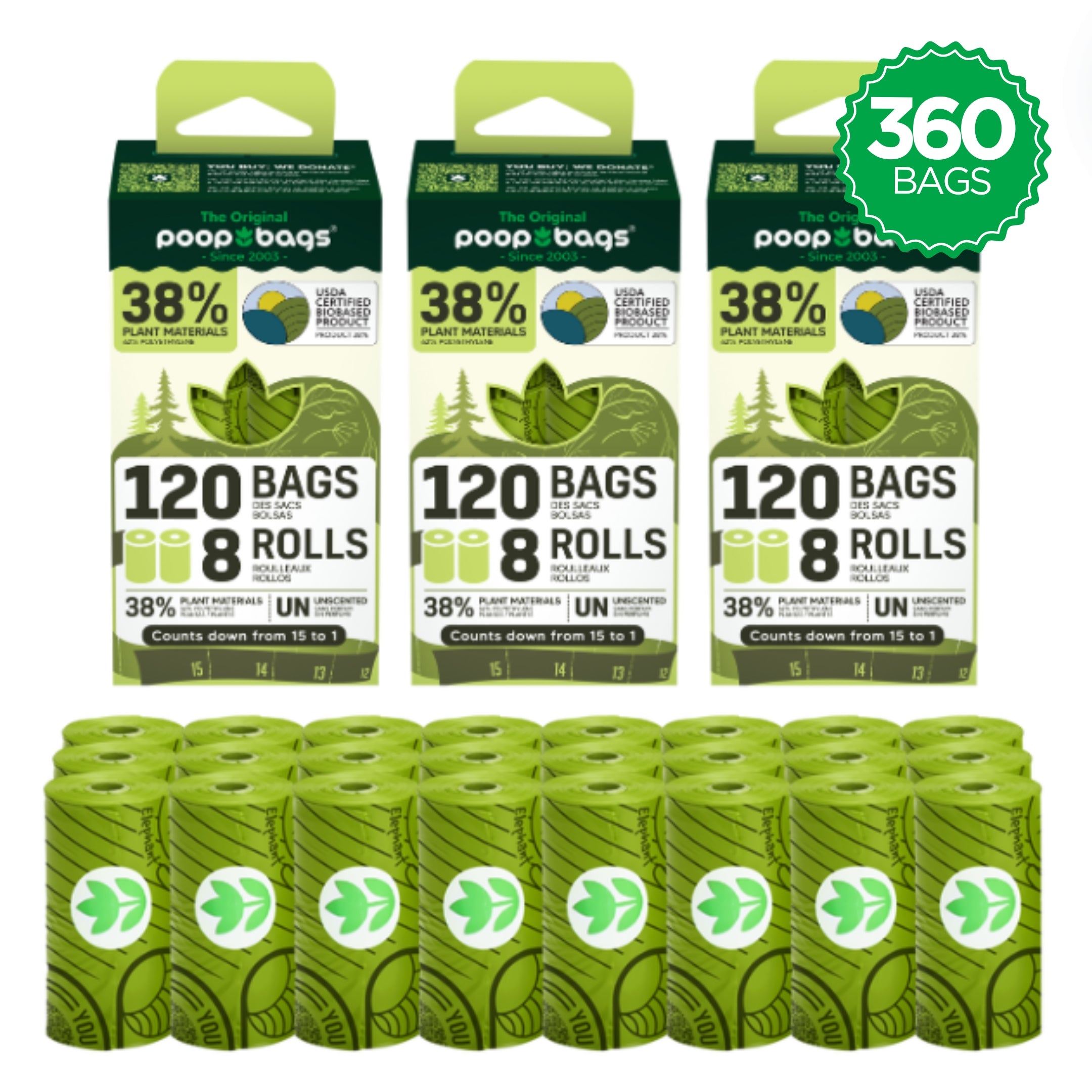 Countdown Rolls® Unscented Leash Roll Poop Bags