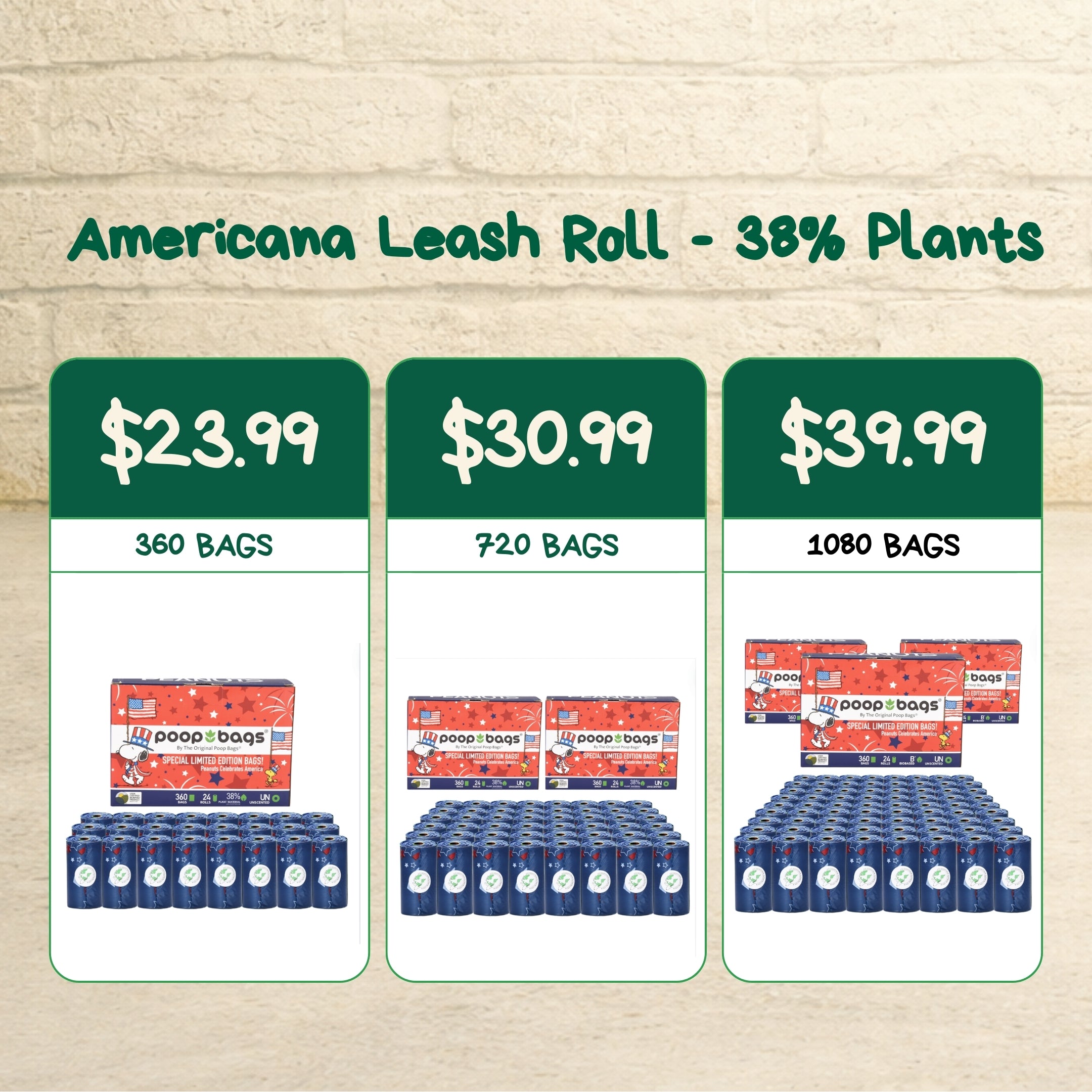 Americana Leash Roll Poop Bags