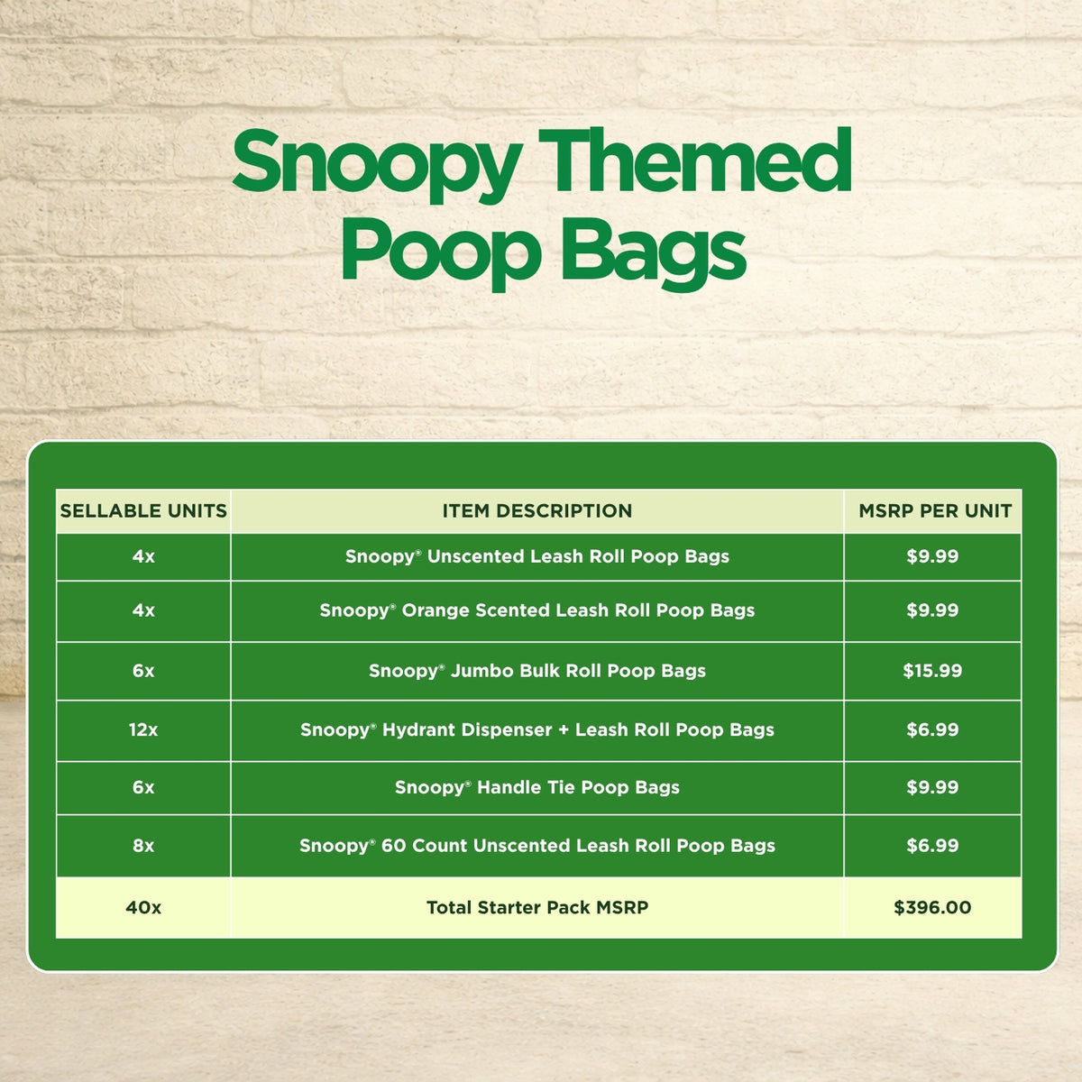 Snoopy Themed Poop Bags Starter Packs