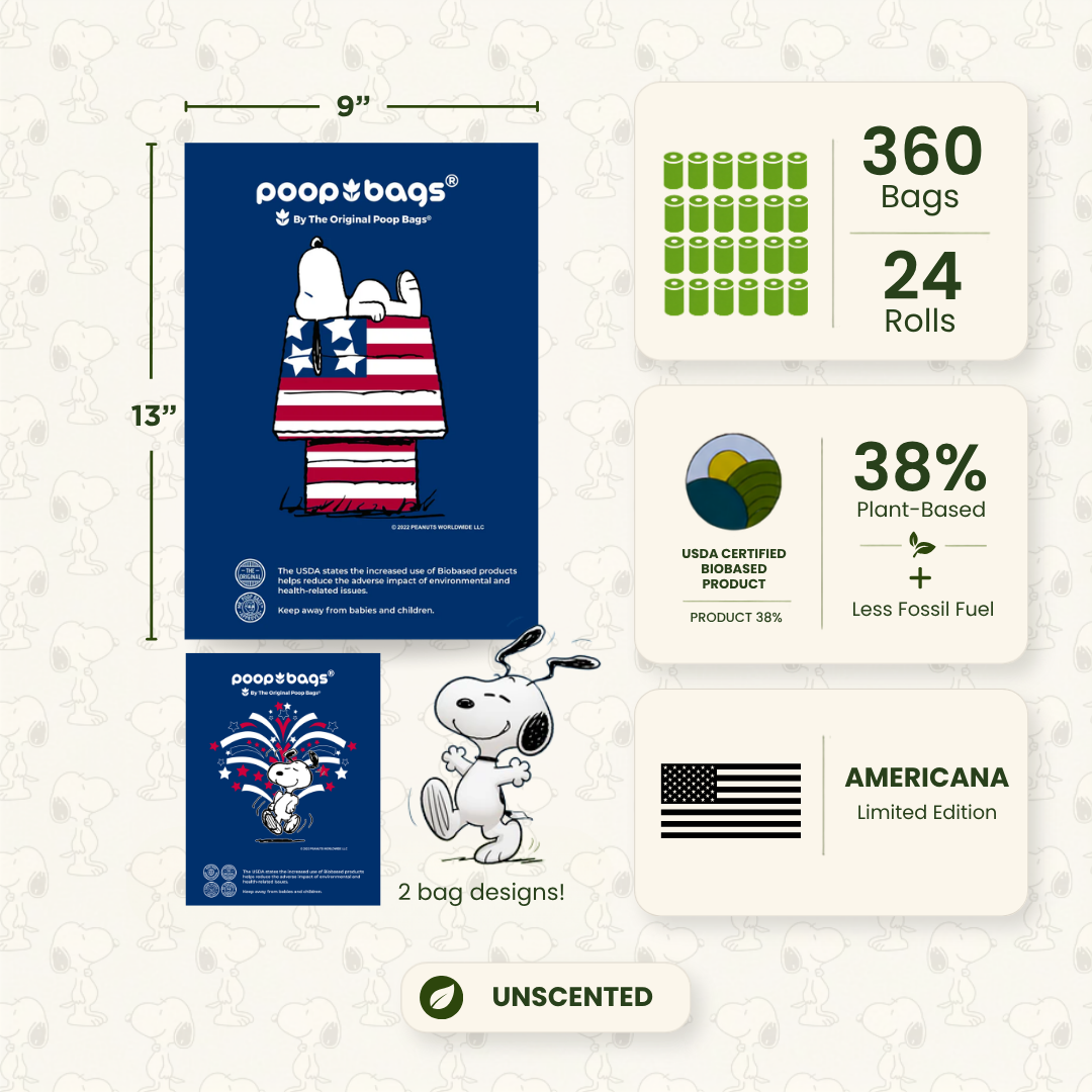 Snoopy® Americana Leash Roll Poop Bags