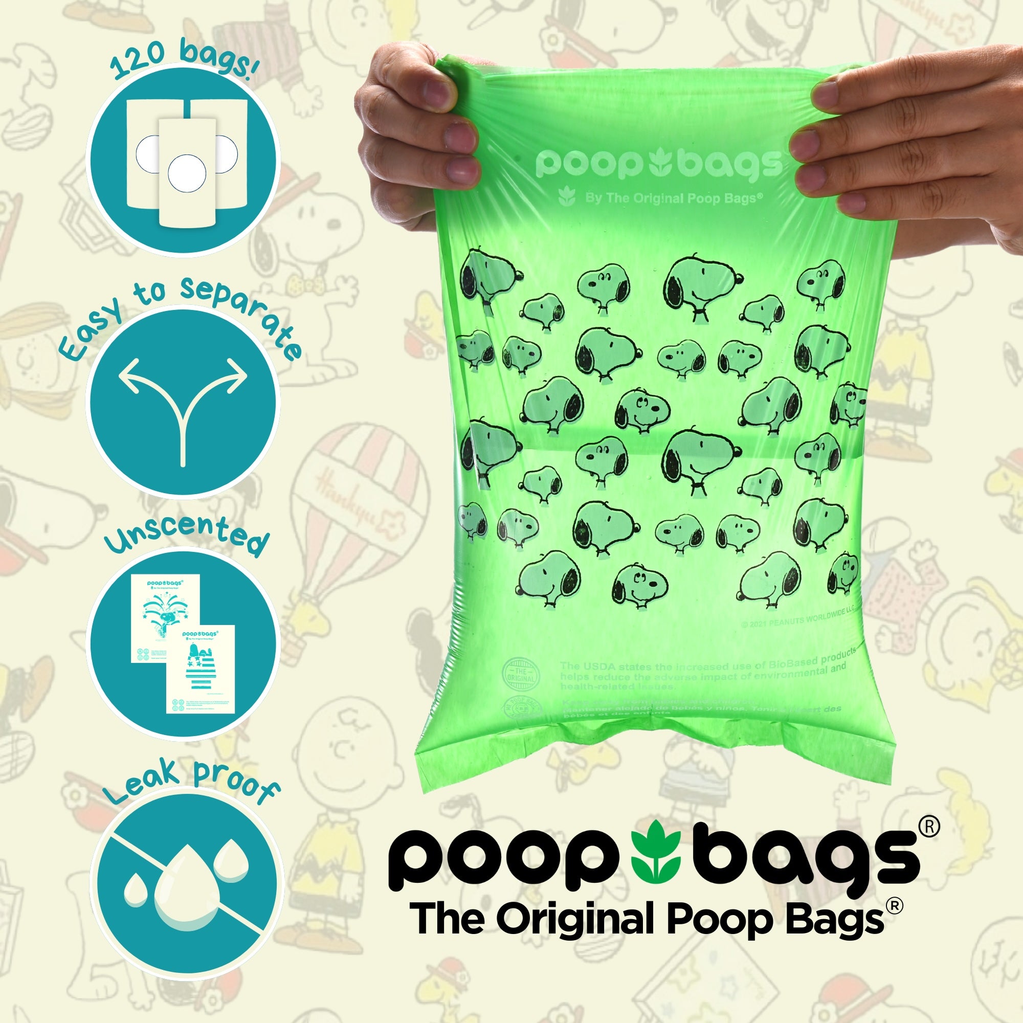 Wholesale Snoopy® Leash Roll Poop Bags