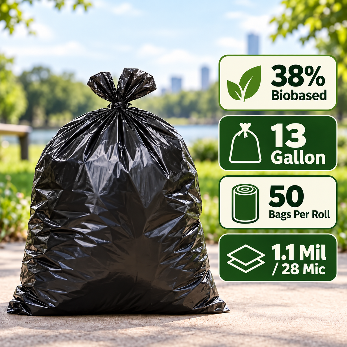 38% Plants - 13 Gallon Trash Can Liners