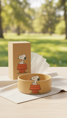 Hand-Thrown Ceramic Dog Bowl with Snoopy Imagery