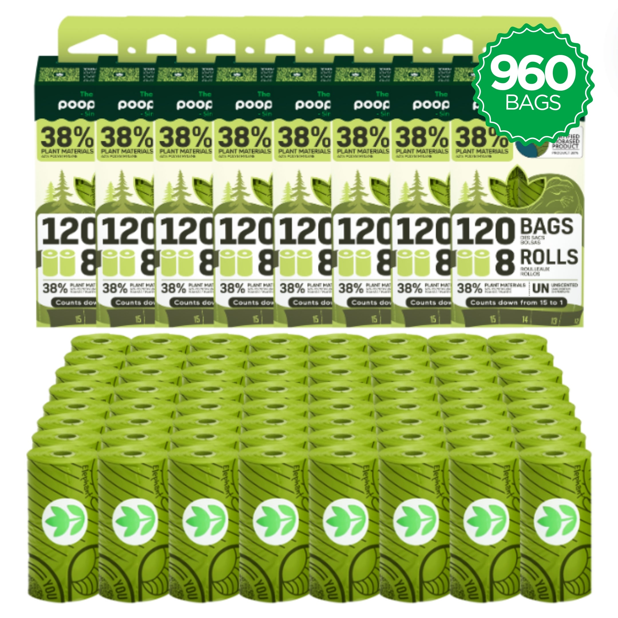 Countdown Rolls® Unscented Leash Roll Poop Bags