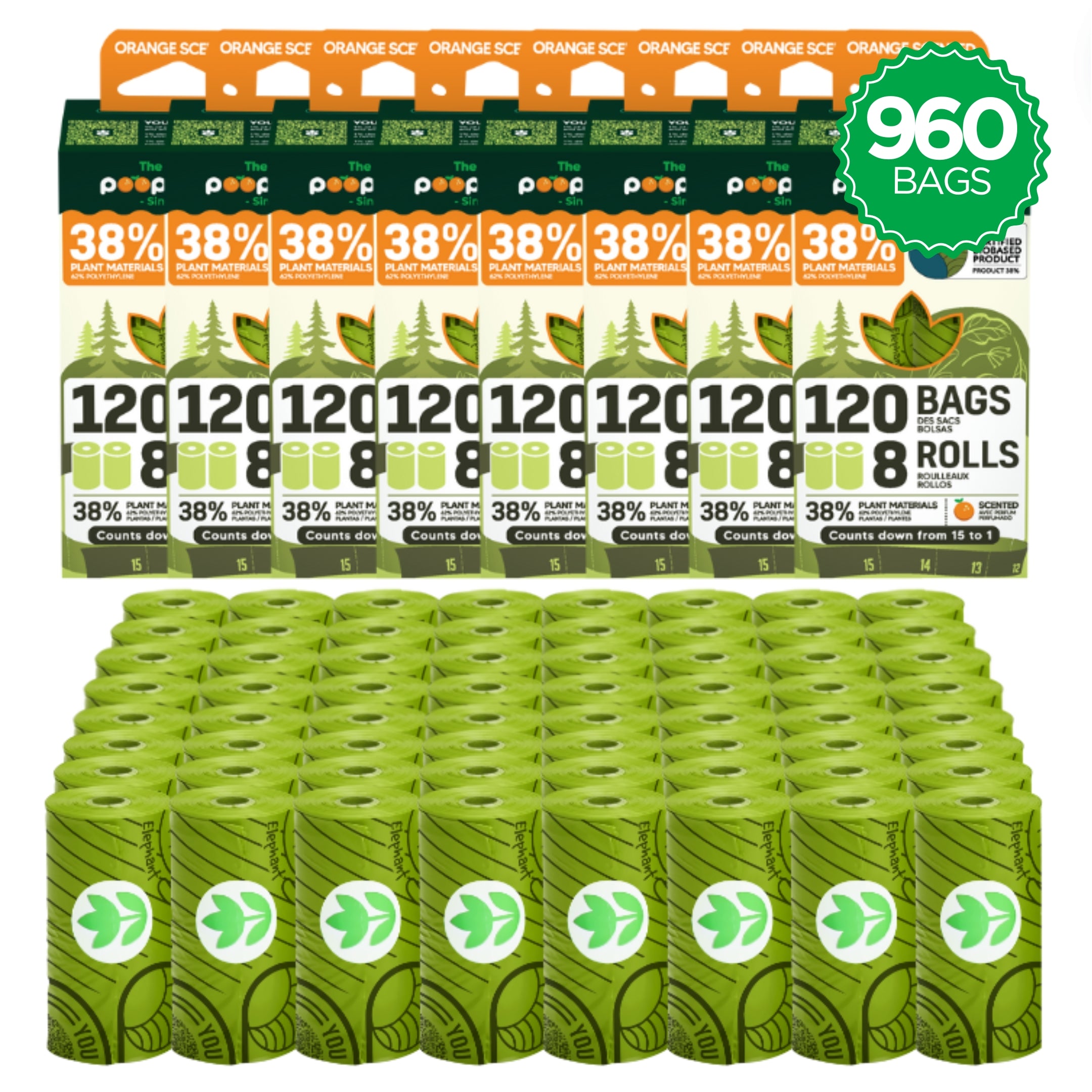 Countdown Rolls® Orange Scented Leash Roll Poop Bags