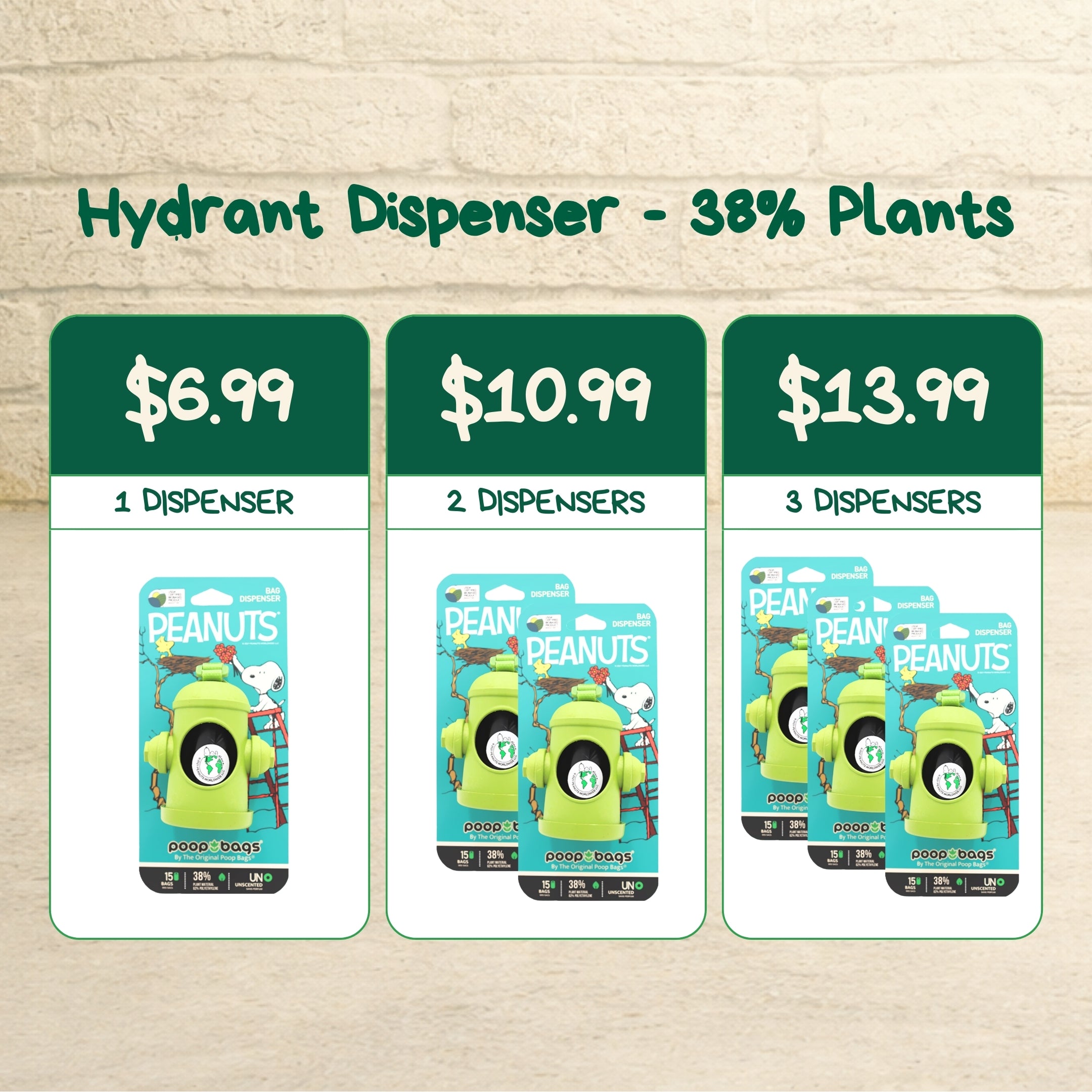 Snoopy® Hydrant Dispenser + Leash Roll Poop Bags