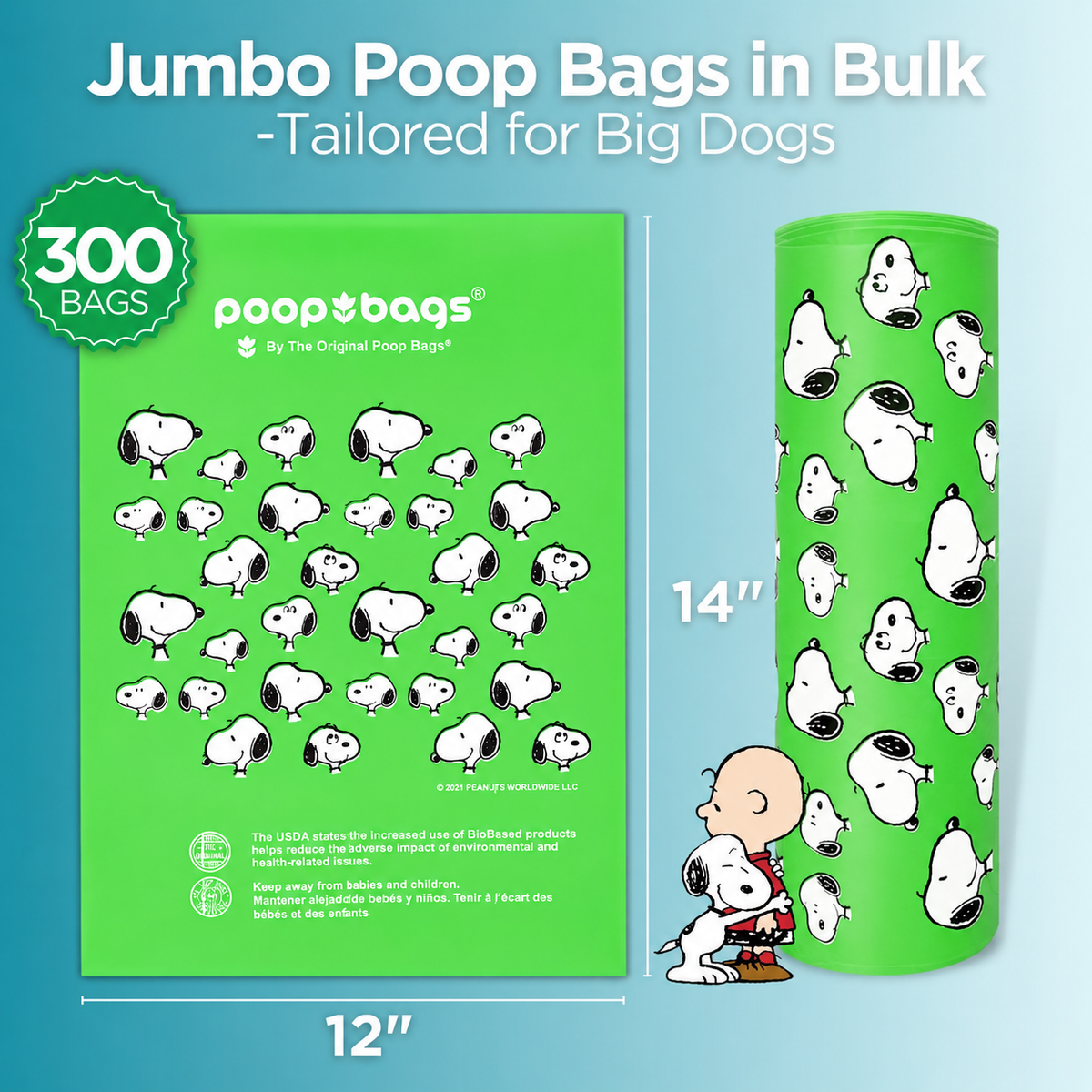Wholesale Snoopy® Jumbo Bulk Roll Poop Bags
