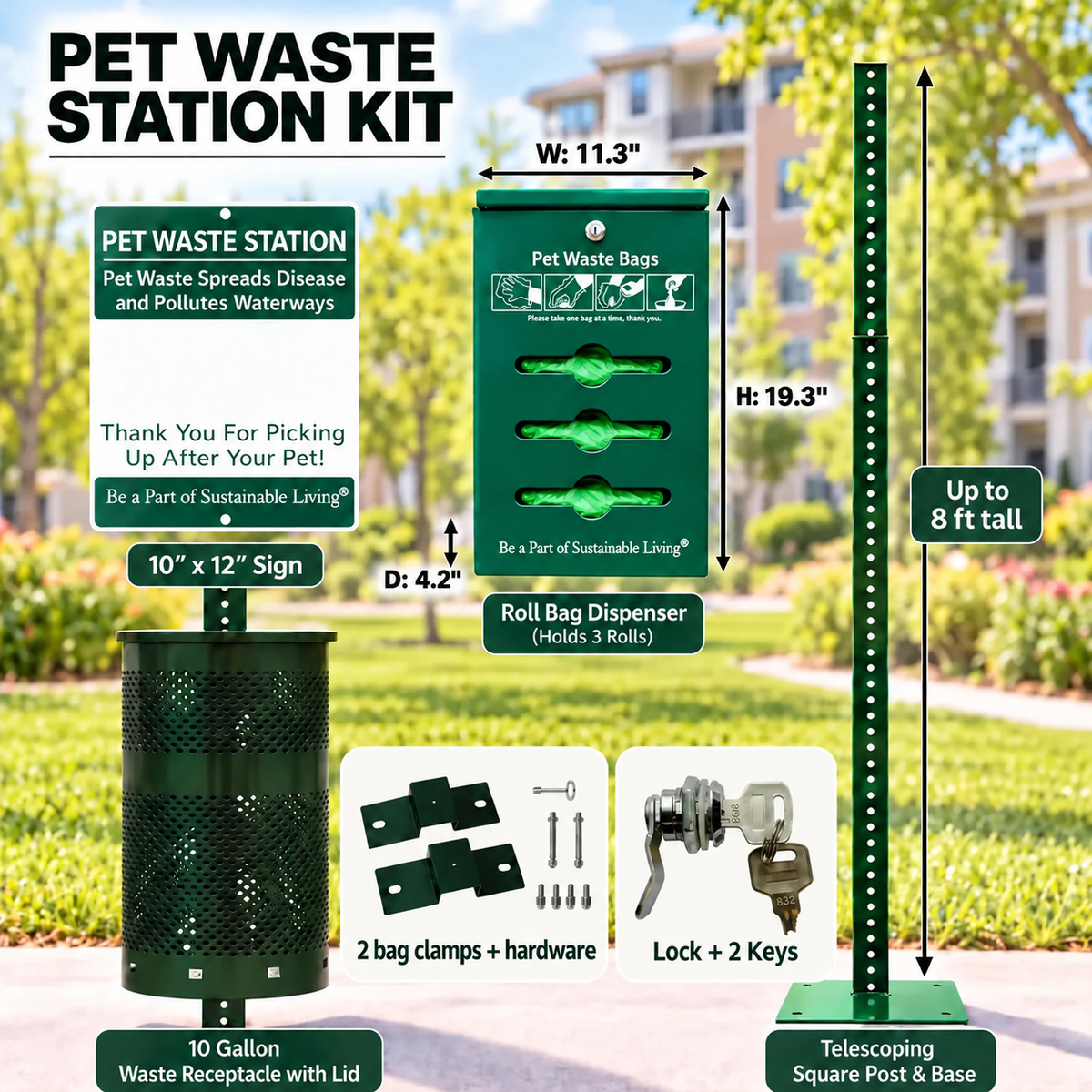 Bulk Roll Poop Bags Dog Station Kit