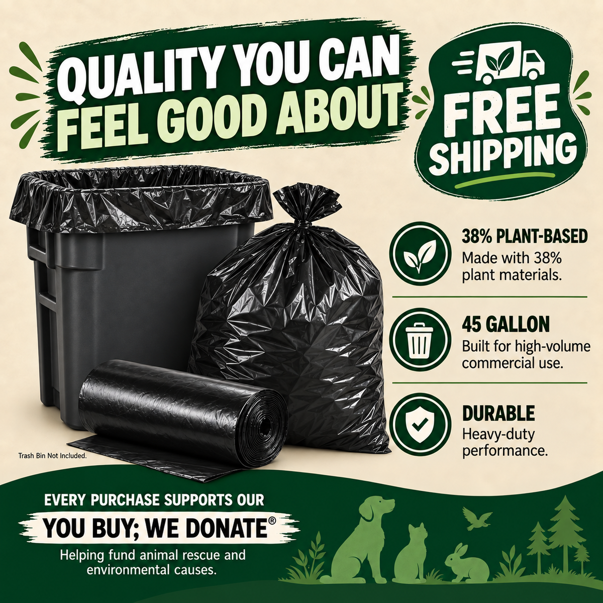 38% Plants - 45 Gallon Trash Can Liners
