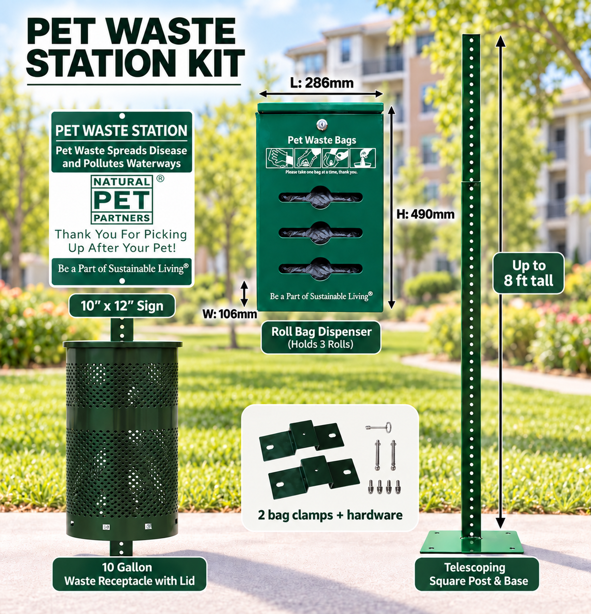 Bulk Roll Poop Bags Dog Station Kit