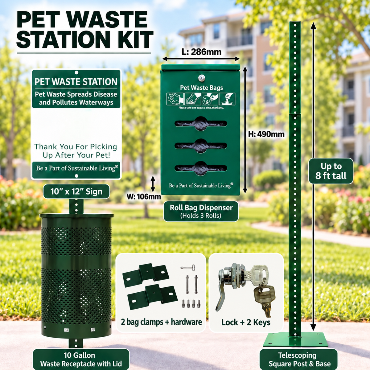 Bulk Roll Poop Bags Dog Station Kit