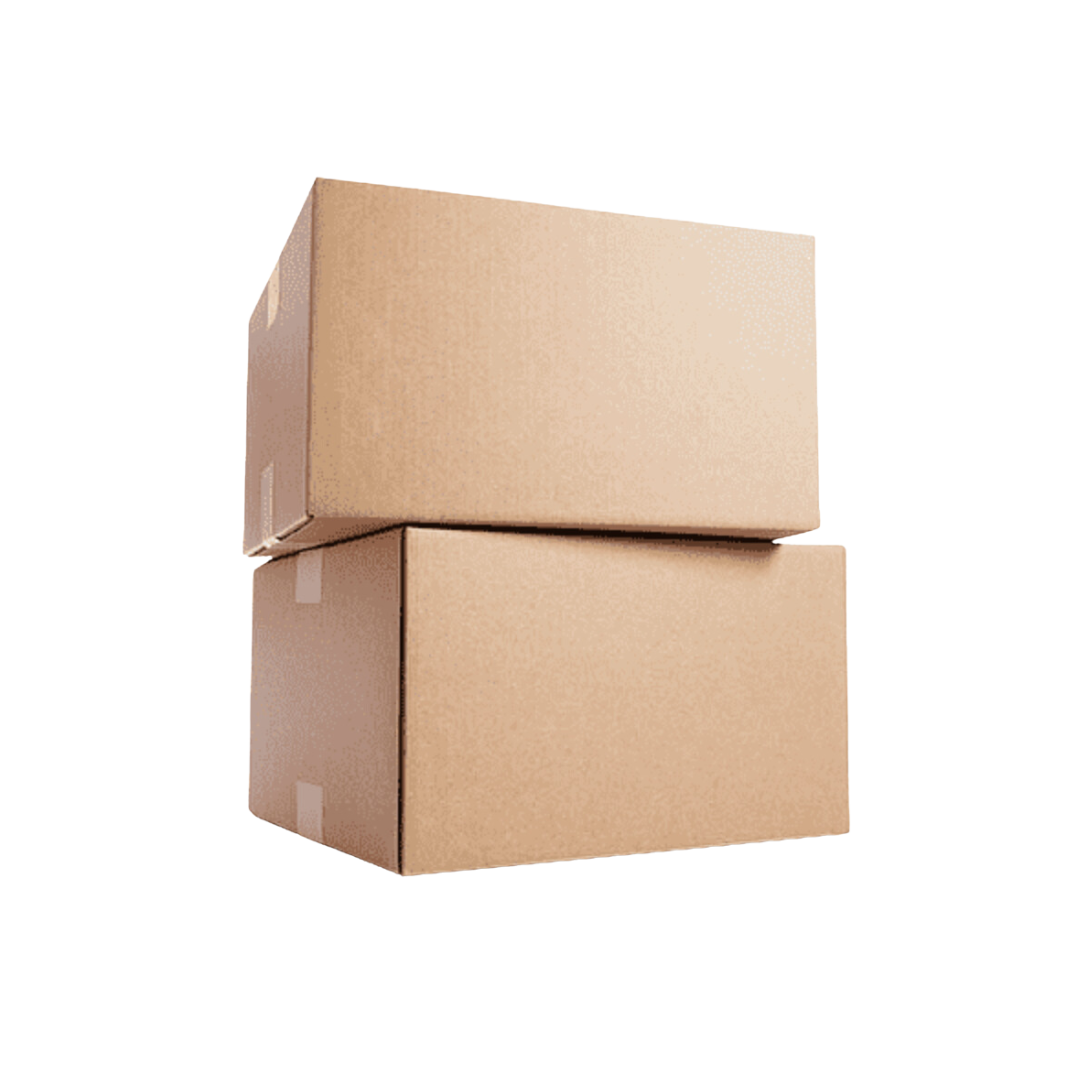 Two stacked brown cardboard shipping boxes for custom packaging and private label products