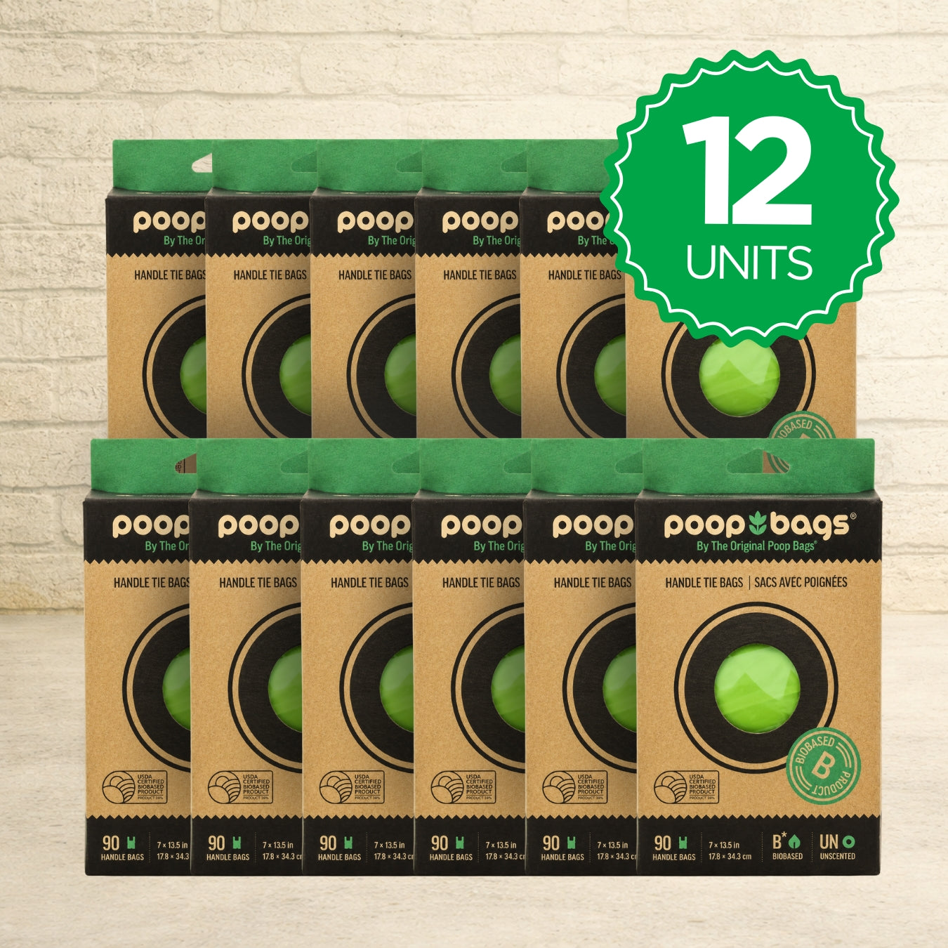 90 Count Handle Tie Poop Bags